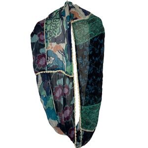 Vismaya Patchwork Floral Boho Scarf Wrap Lightweight Artsy Colorful Shawl